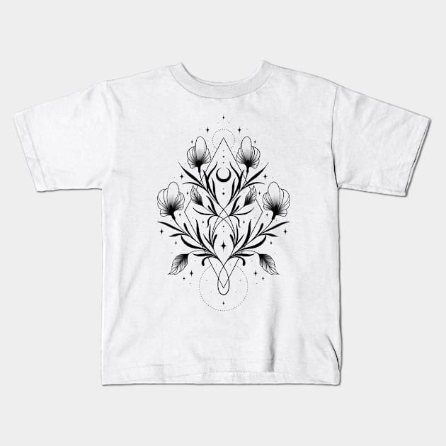 Floral Symmetry Kids T-Shirt by Cosmic Queers